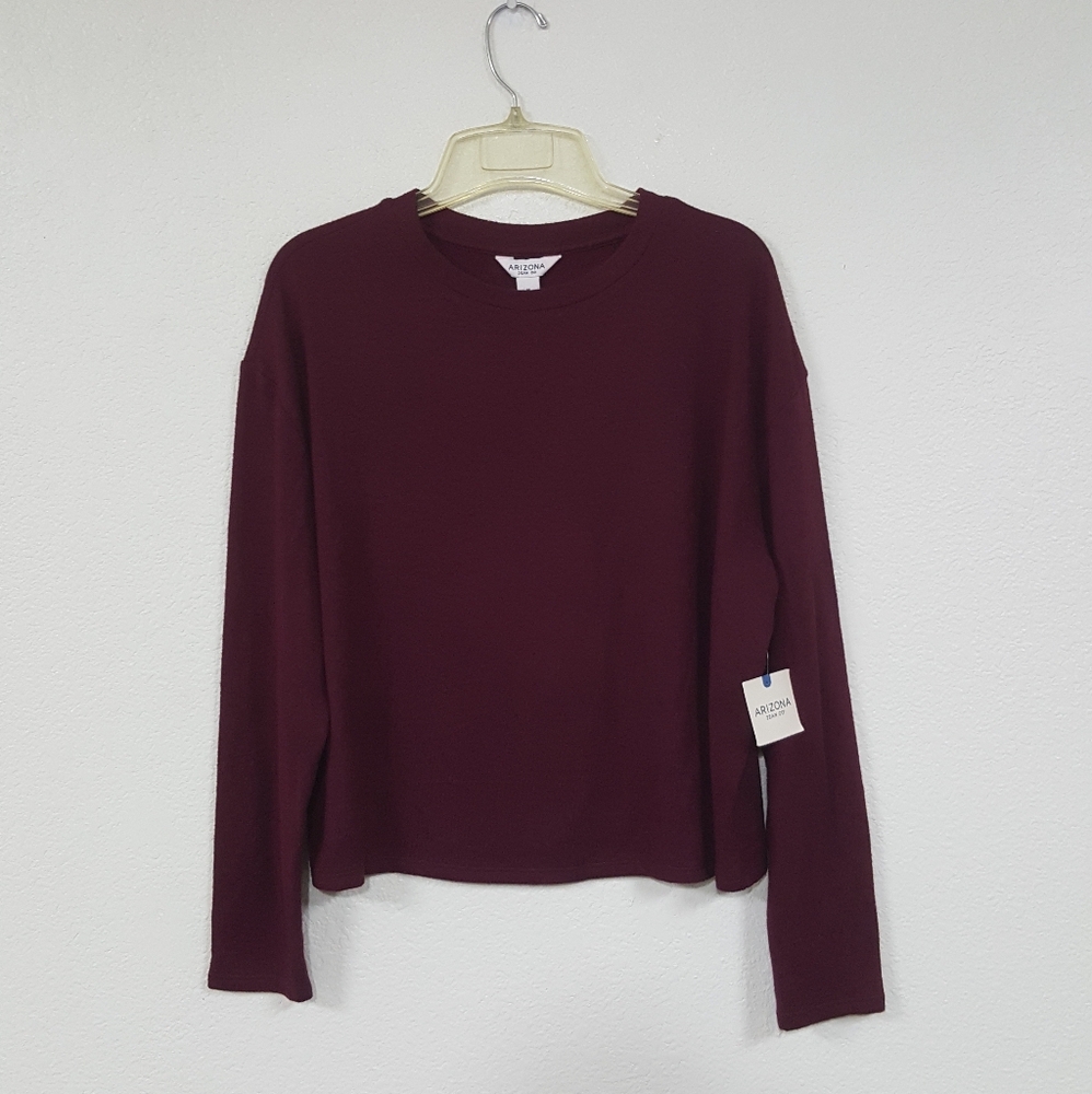 Arizona Jean Co Sz M Maroon Burgundy Wine Ultra Soft Longsleeve Top